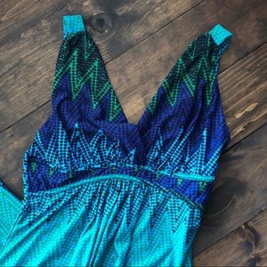 JohnPaulRichard Blue and Green Maxi Dress